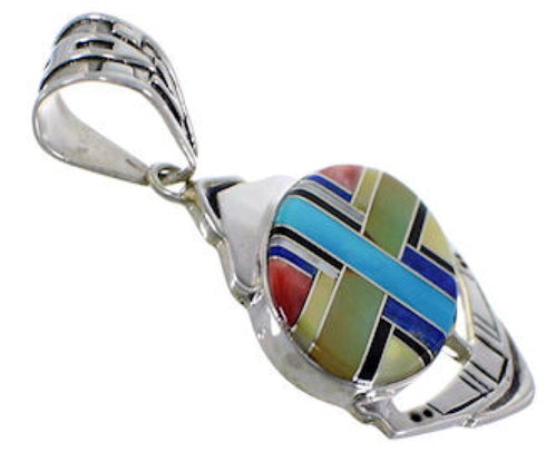 Sterling Silver And Multicolor Southwest Jewelry Pendant PX29055